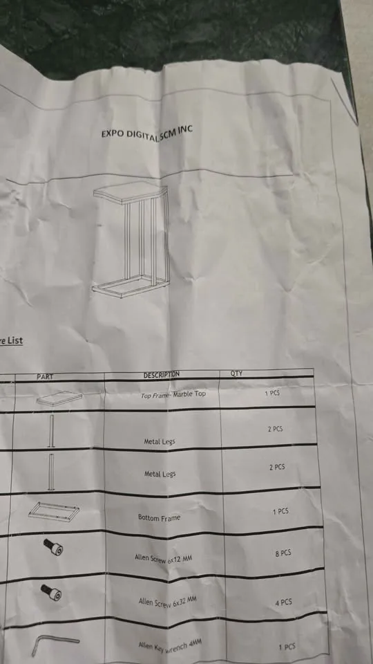 Marble C-Shaped Table with Metal Frame - 24" H image indicator(6)