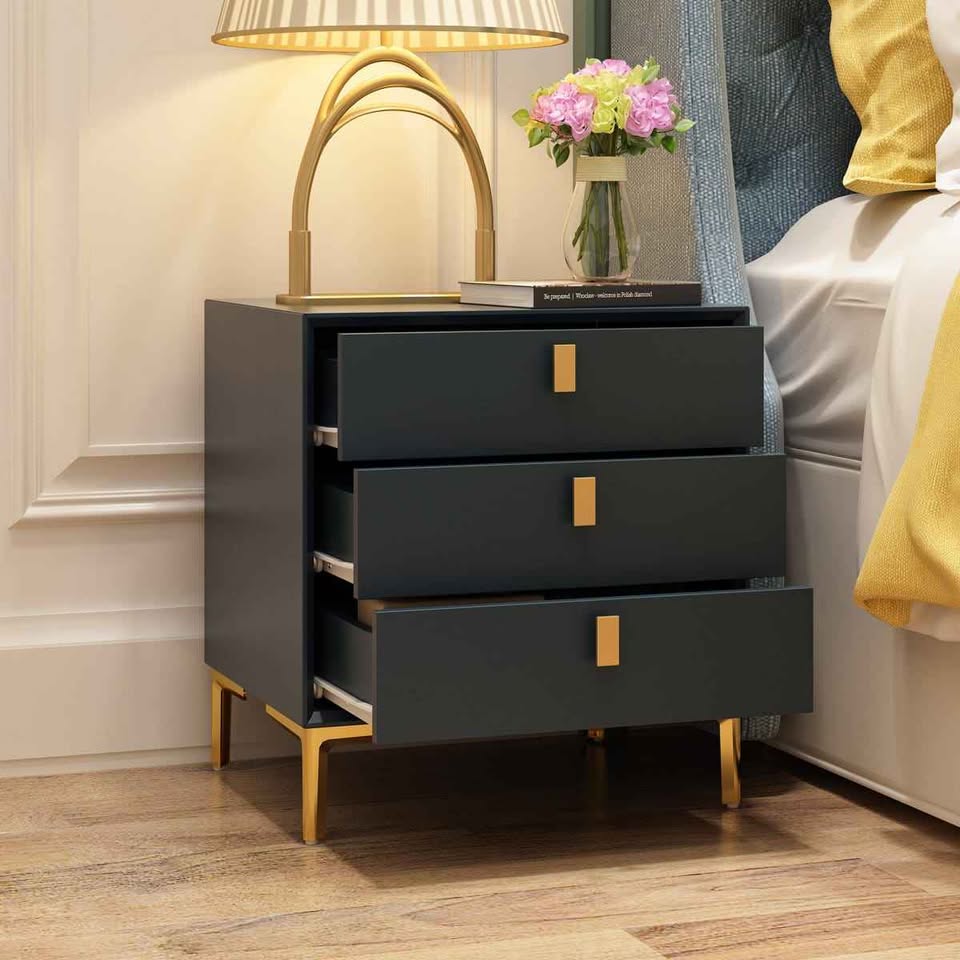 3-drawer bedside table with metal legs - photo 3