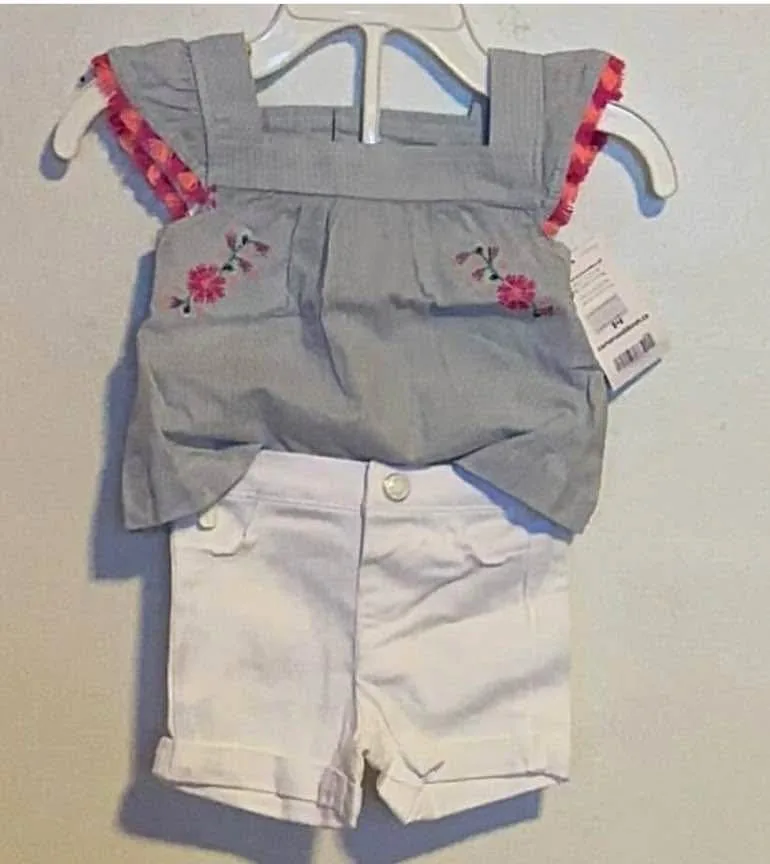 GIRLS SHORTS SUIT (2PC) SIZE:NB (NEWBORN) PRICE:$35 thumbnail
