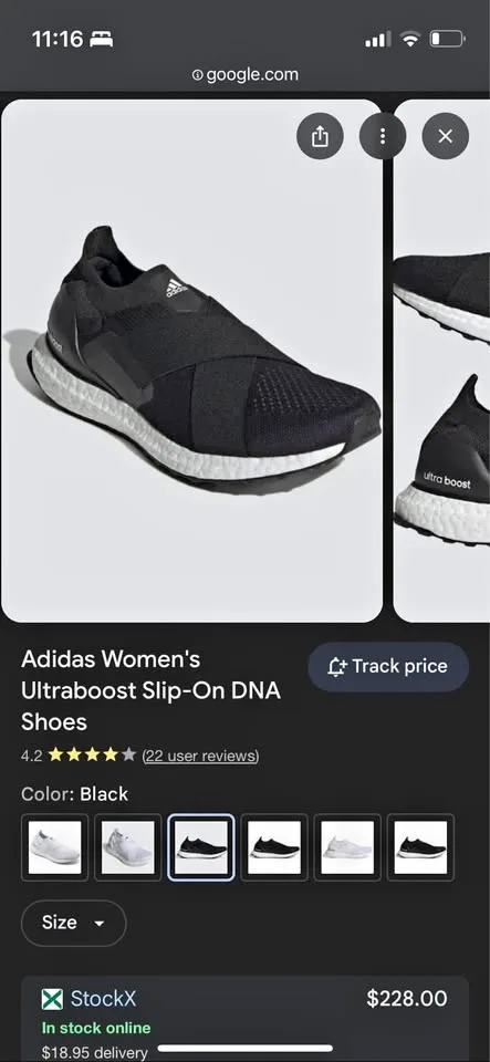 Adidas ultra boost DNA slip on black thumbnail