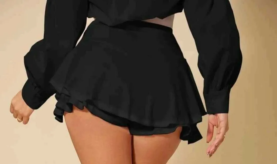 High Waist Ruffle Hem Skort image indicator(3)