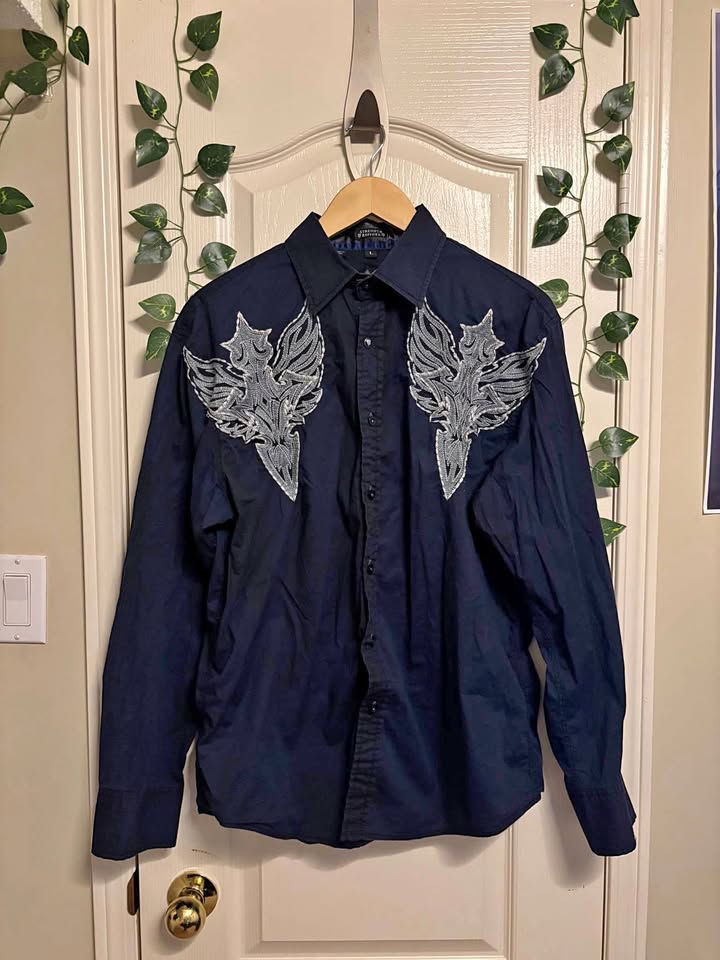 Vintage Y2k Roar Black Grunge Button Up Shirt
