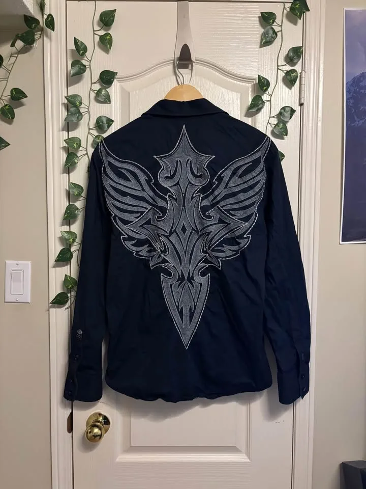 Vintage Y2k Roar Black Grunge Button Up Shirt image indicator(2)