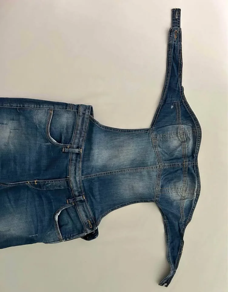 Denim Overall with Open Back Top