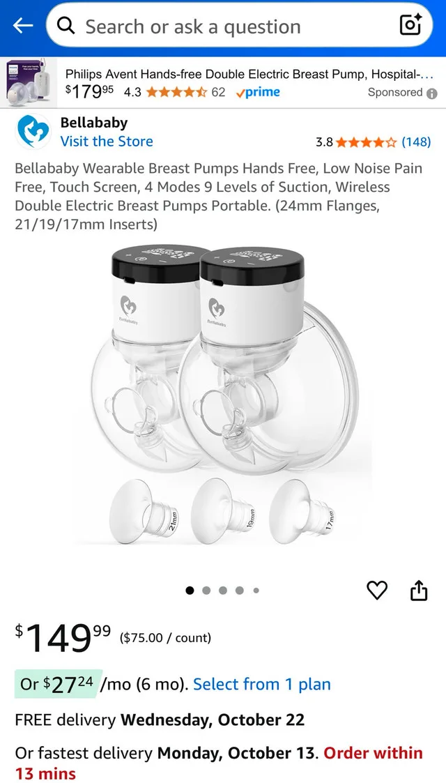 Pair of BellaBaby Breast Pump- New never used in case image indicator(7)