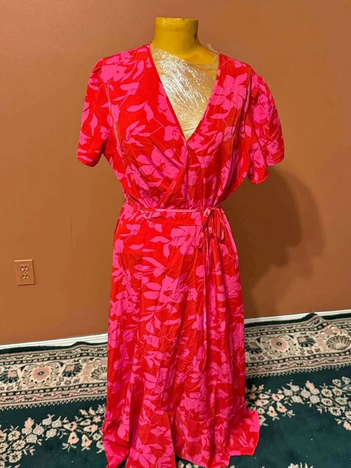 🎃 Brand New Size XL – Pretty Garden Wrap Maxi Dress ❤️🌺 thumbnail