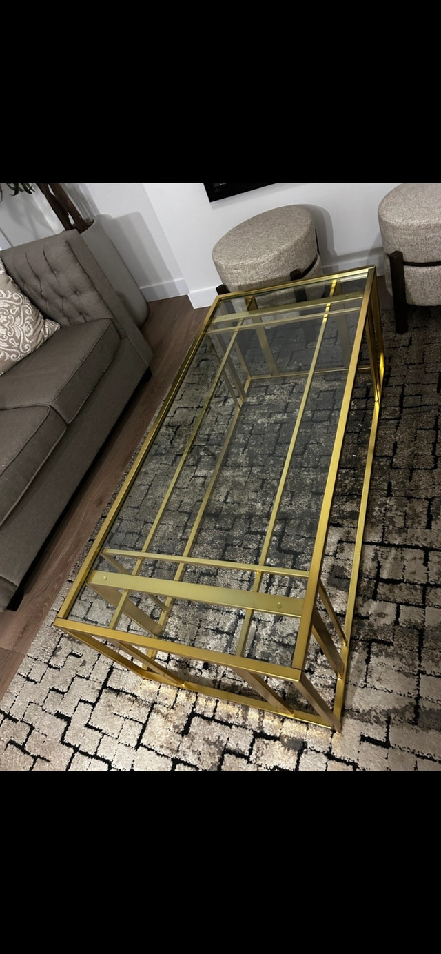Glass golden centre table - photo 2