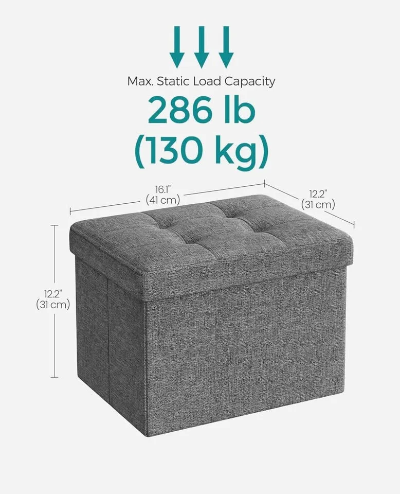 Brand New Mazie Small Folding Storage Ottoman (Dark Gray) image indicator(2)