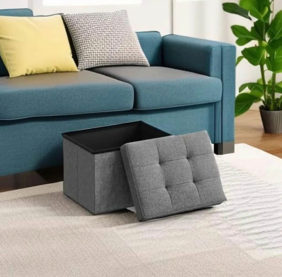 Brand New Mazie Small Folding Storage Ottoman (Dark Gray) image indicator(3)