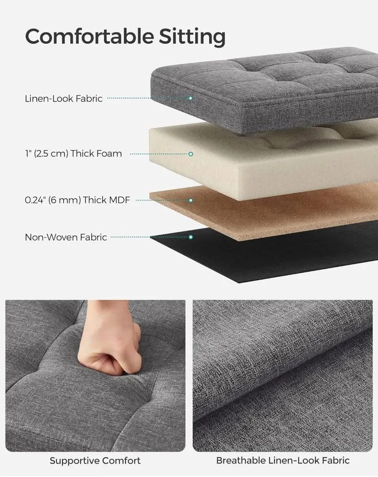 Brand New Mazie Small Folding Storage Ottoman (Dark Gray) image indicator(4)