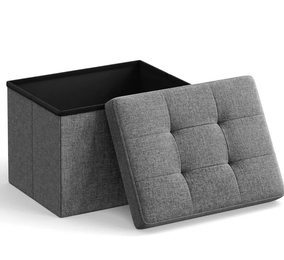 Brand New Mazie Small Folding Storage Ottoman (Dark Gray) image indicator(5)
