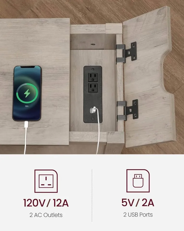 Brand New Side/End Table with USB & Outlets image indicator(6)