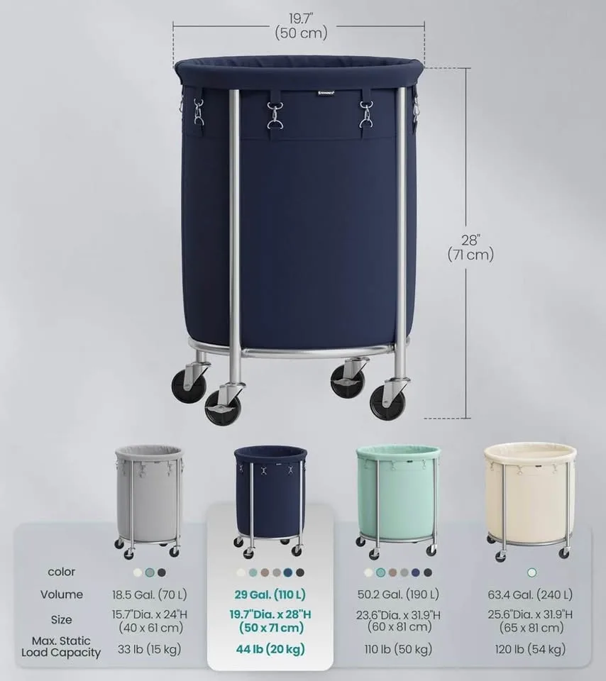 Brand New SONGMICS Rolling Laundry Basket (29-Gallon / 110L) image indicator(2)