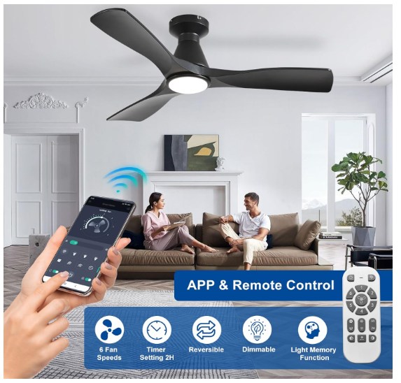 Depuley 42" ceiling fan with lights black - photo 5