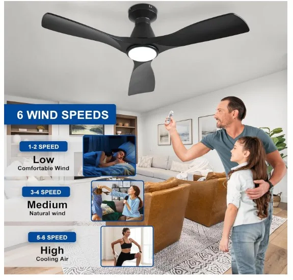 Depuley 42" ceiling fan with lights black image indicator(8)