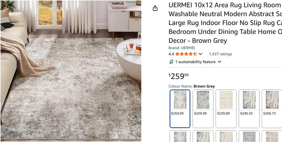 Uermei 10x12 area rug dark brown