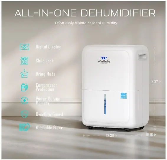 Wellsle 3500 sq. ft Dehumidifier energy star image indicator(7)