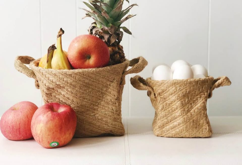 *NEW* Woven Jute Baskets (2) Rope Storage, Flower Pot - photo 5