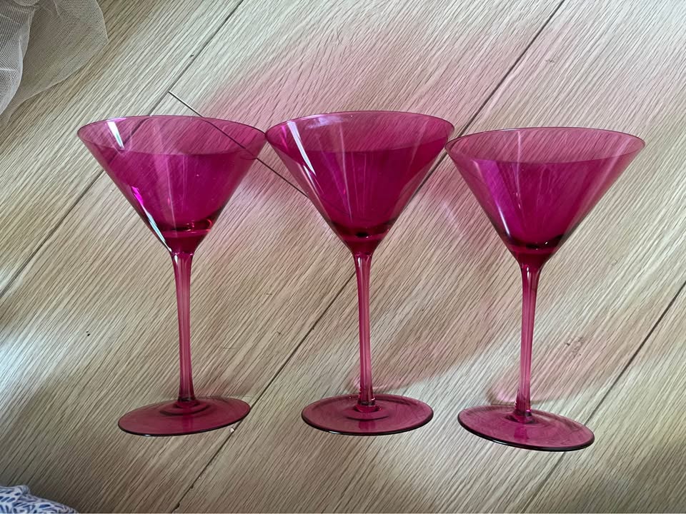 Set of 3 hot pink martini glasses - photo 2