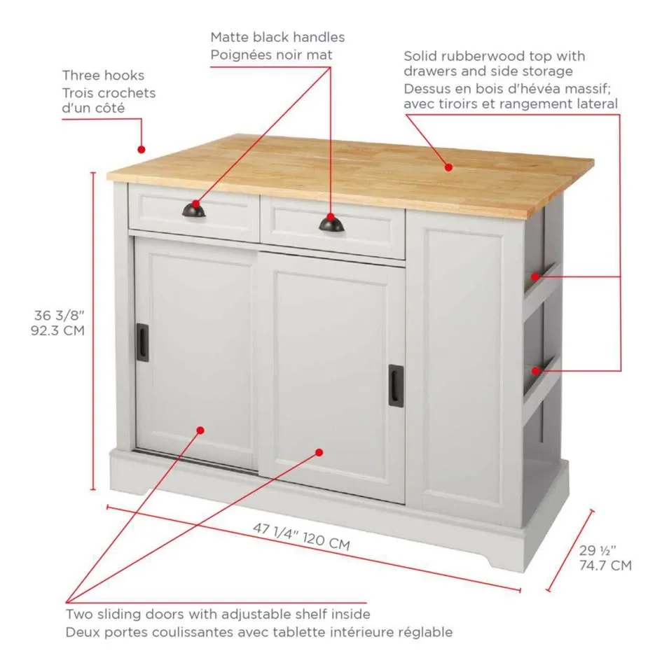 Kitchen Storage Island - wood top image indicator(3)
