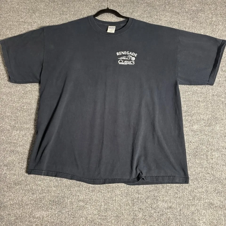 Renegade Classics 2XL Black Biker Tee Raw Power USA Flame image indicator(3)