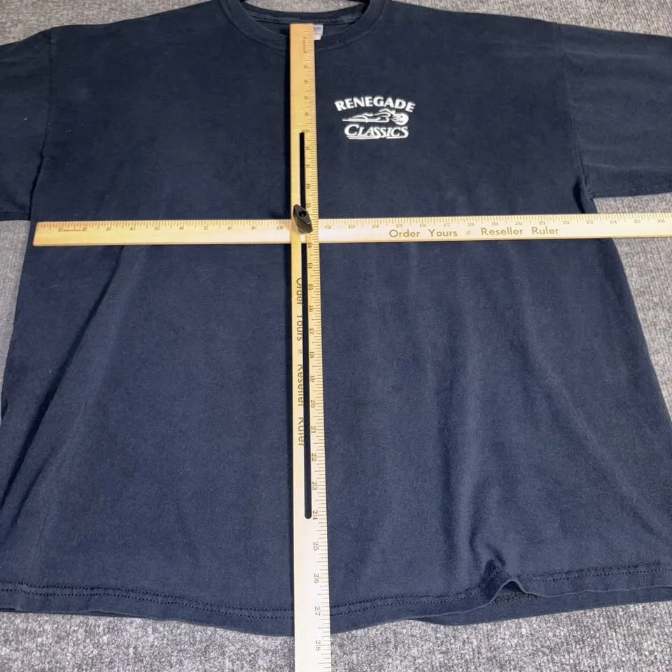 Renegade Classics 2XL Black Biker Tee Raw Power USA Flame image indicator(6)
