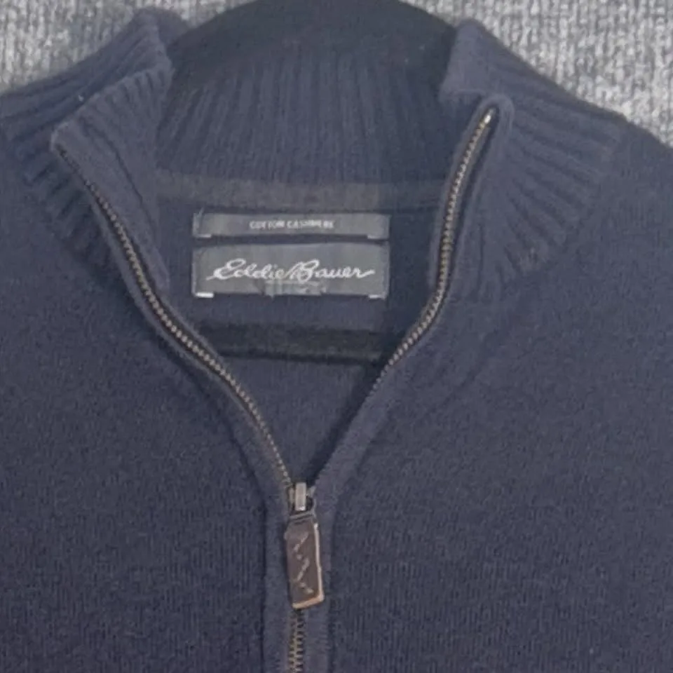 Eddie Bauer Sweater Mens M Navy Blue Half Zip Pullover image indicator(2)
