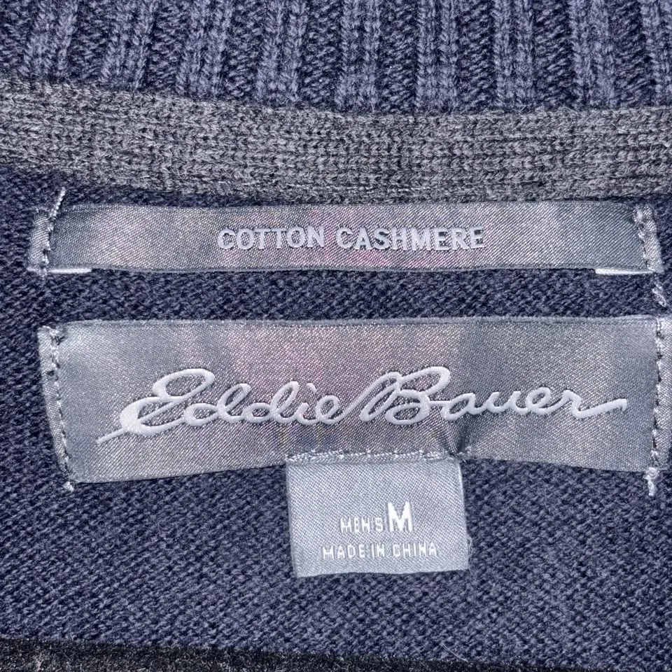 Eddie Bauer Sweater Mens M Navy Blue Half Zip Pullover image indicator(4)