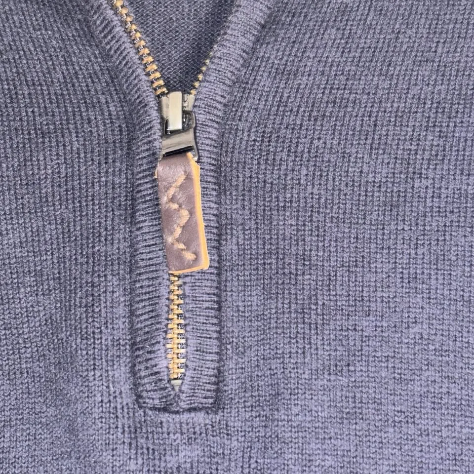 Eddie Bauer Sweater Mens M Navy Blue Half Zip Pullover image indicator(6)