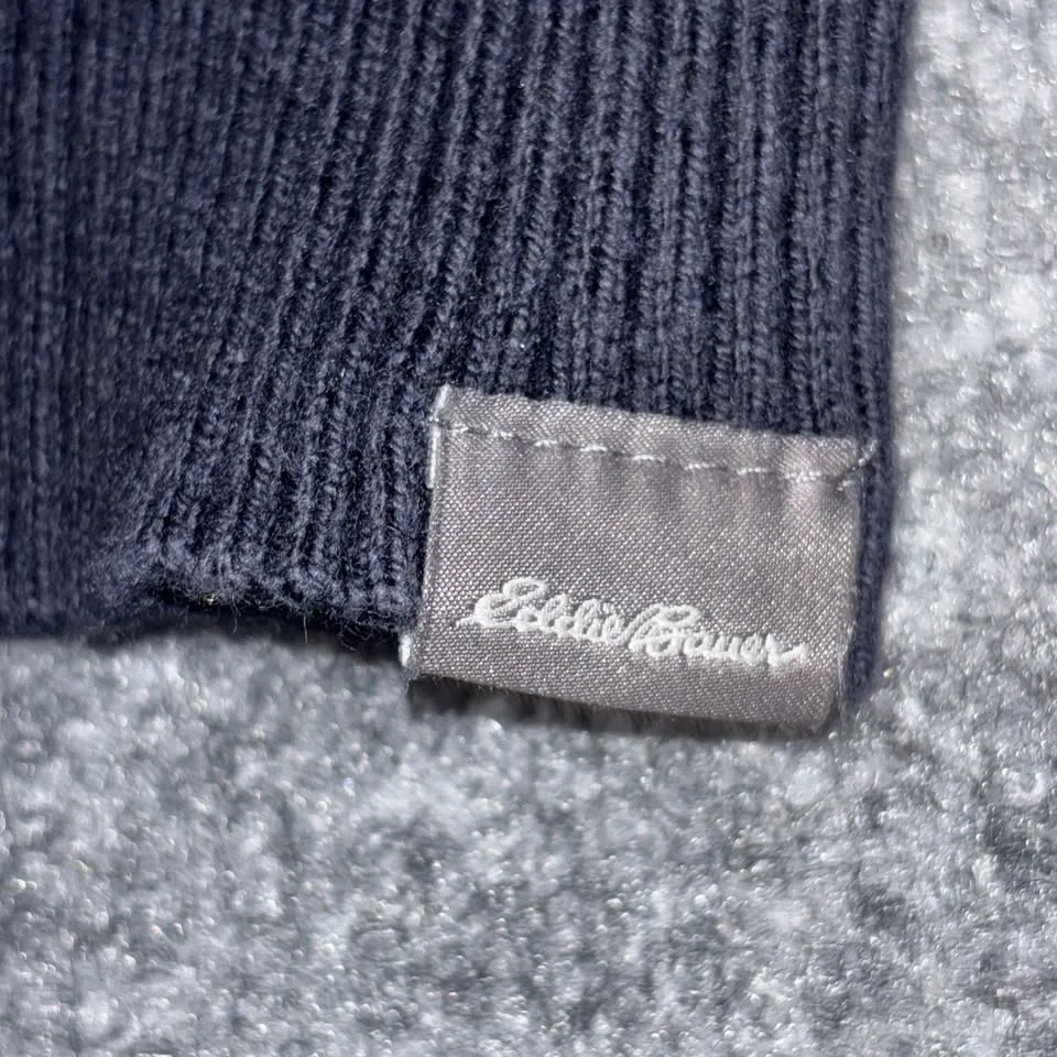 Eddie Bauer Sweater Mens M Navy Blue Half Zip Pullover image indicator(7)