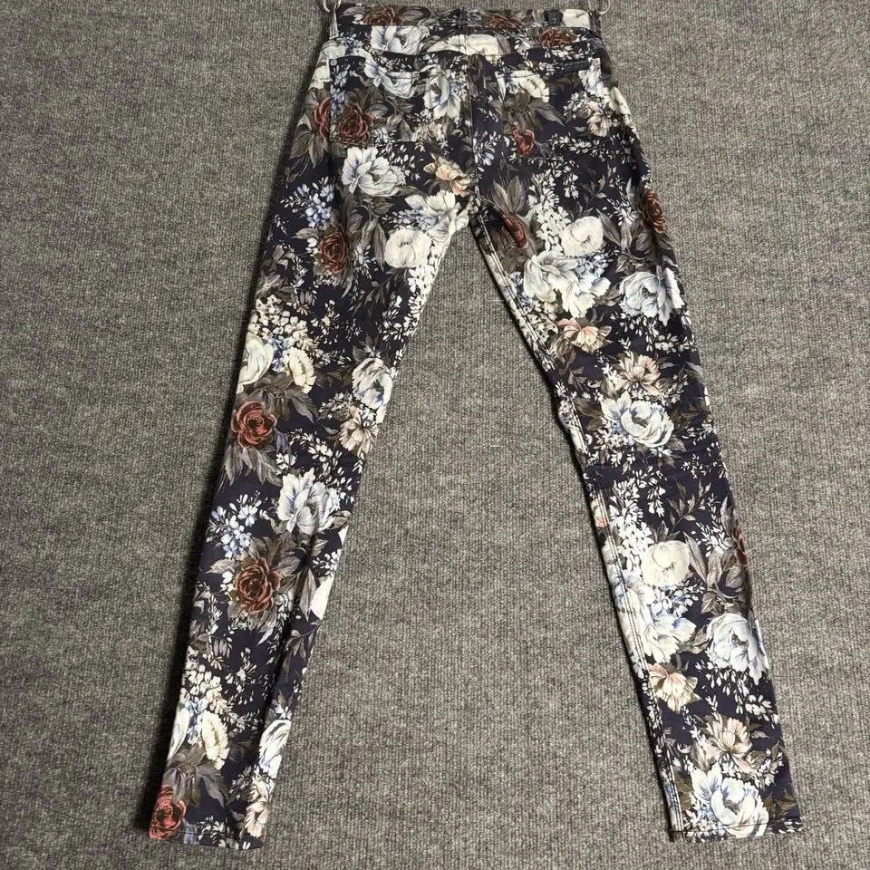 7 For All Mankind Skinny Jeans Women’s 26 Navy Floral image indicator(3)