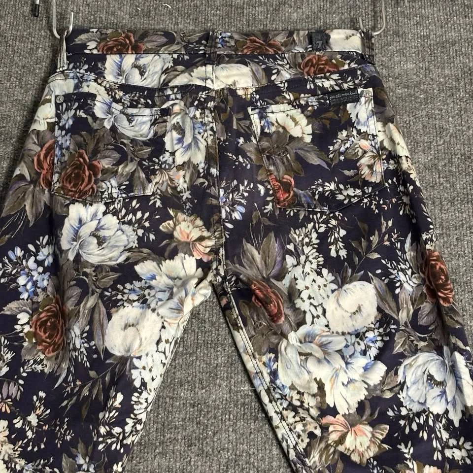 7 For All Mankind Skinny Jeans Women’s 26 Navy Floral image indicator(4)