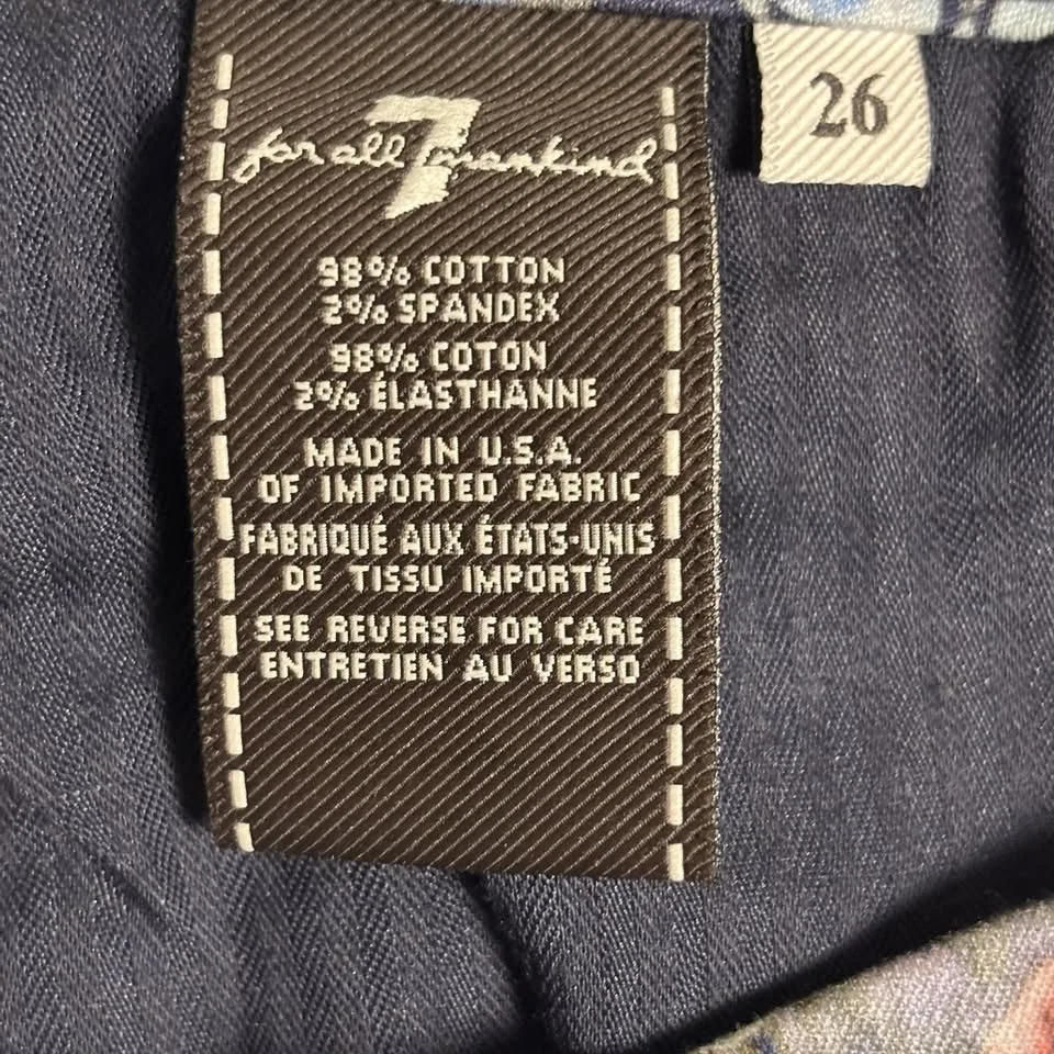 7 For All Mankind Skinny Jeans Women’s 26 Navy Floral image indicator(7)