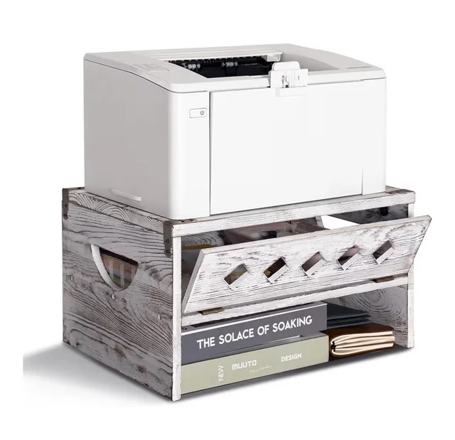 Whitewashed Wood Printer Stand with drawer NEW IN PACKAGE thumbnail