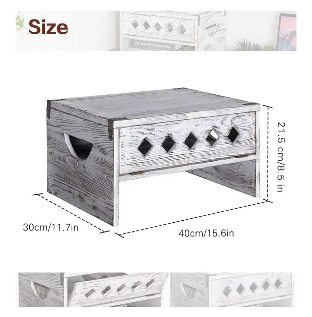 Whitewashed Wood Printer Stand with drawer NEW IN PACKAGE image indicator(2)