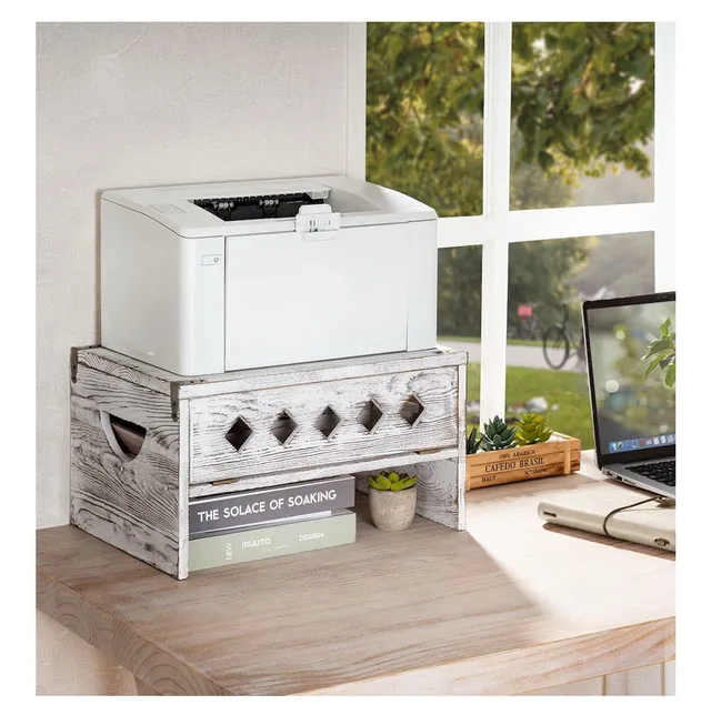 Whitewashed Wood Printer Stand with drawer NEW IN PACKAGE image indicator(4)