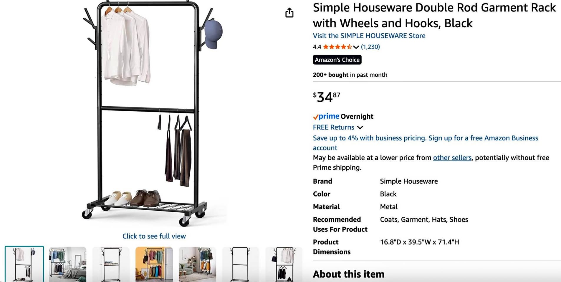 Black Clothing Rack (New in Box)