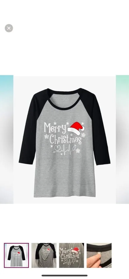 Merry Christmas baseball tee thumbnail