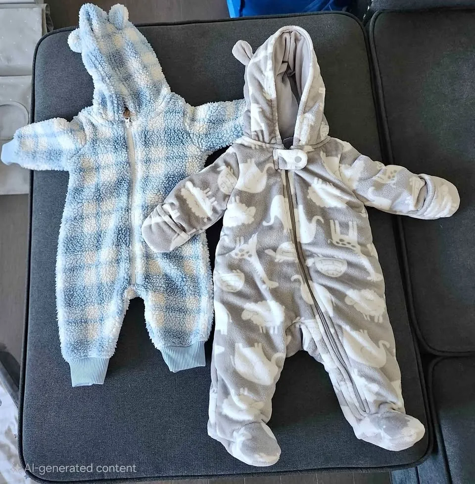 🧸 Carter’s Winter Rompers – Size 0–3 Months