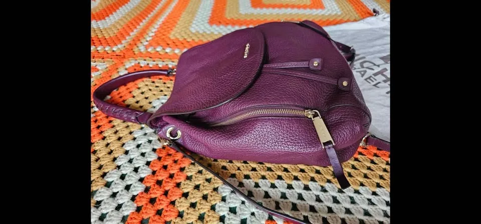 Michael Kors Purple Pebbled Leather Backpack Bag image indicator(3)