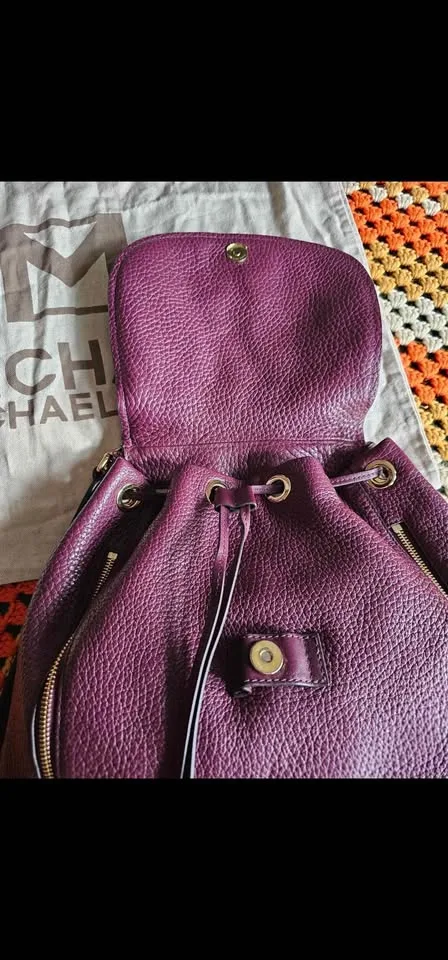 Michael Kors Purple Pebbled Leather Backpack Bag image indicator(6)
