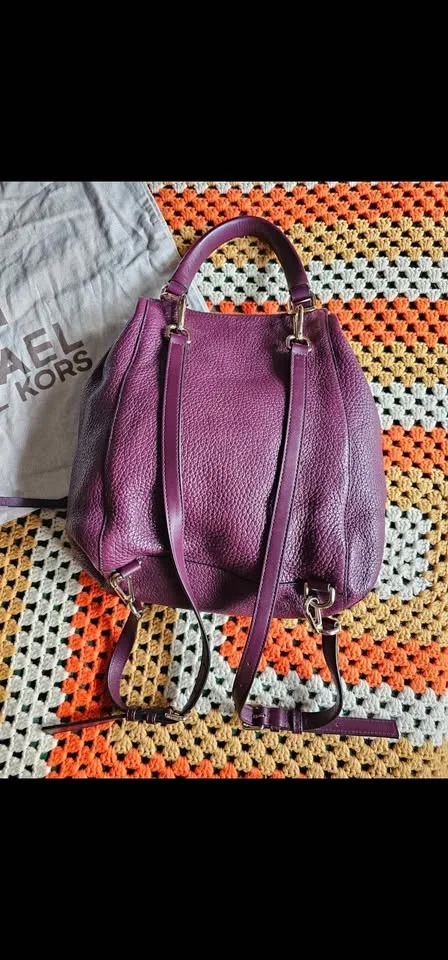 Michael Kors Purple Pebbled Leather Backpack Bag image indicator(7)