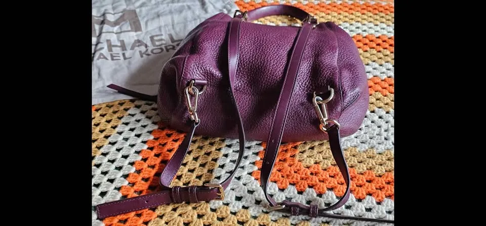 Michael Kors Purple Pebbled Leather Backpack Bag image indicator(8)