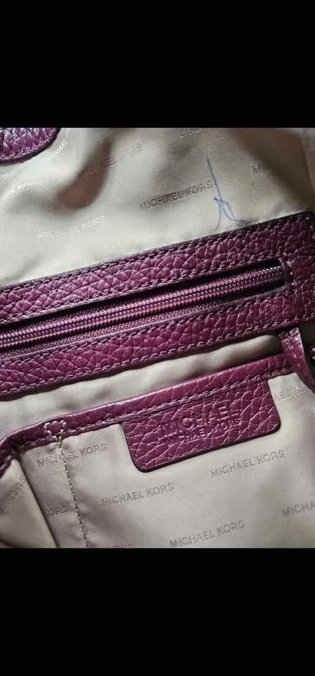 Michael Kors Purple Pebbled Leather Backpack Bag image indicator(10)