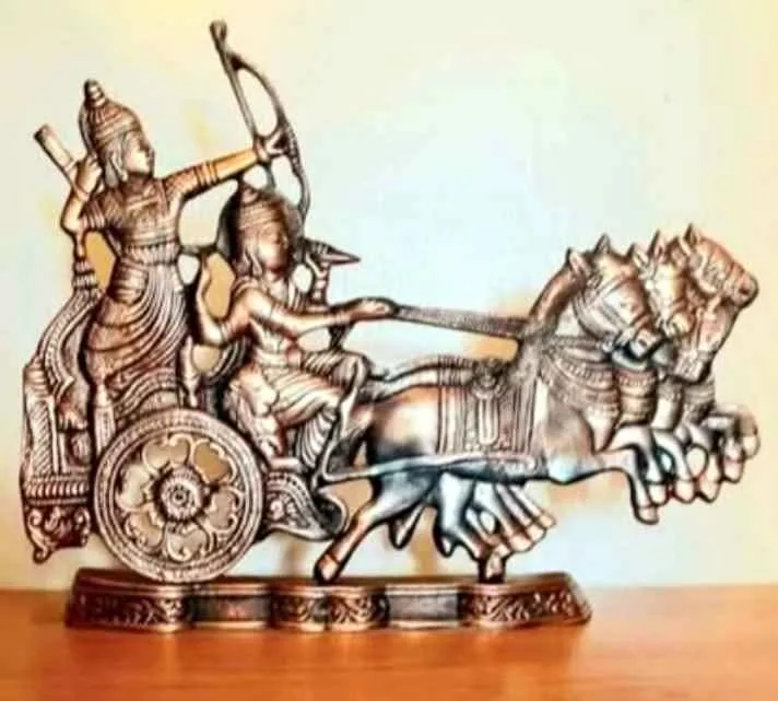 Lord Krishna Arjuna Rath Horse Chariot Statue thumbnail
