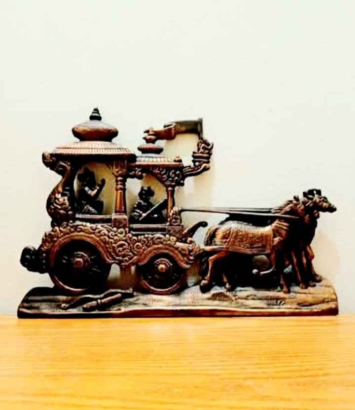 Vintage Lord Krishna & Arjuna on a Chariot