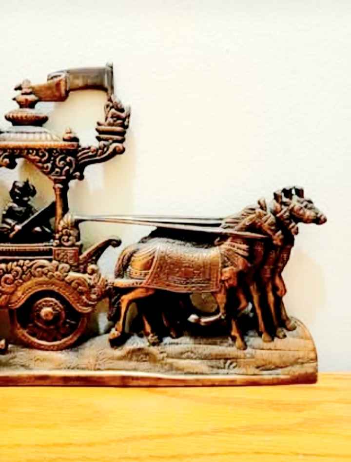 Vintage Lord Krishna & Arjuna on a Chariot - photo 3