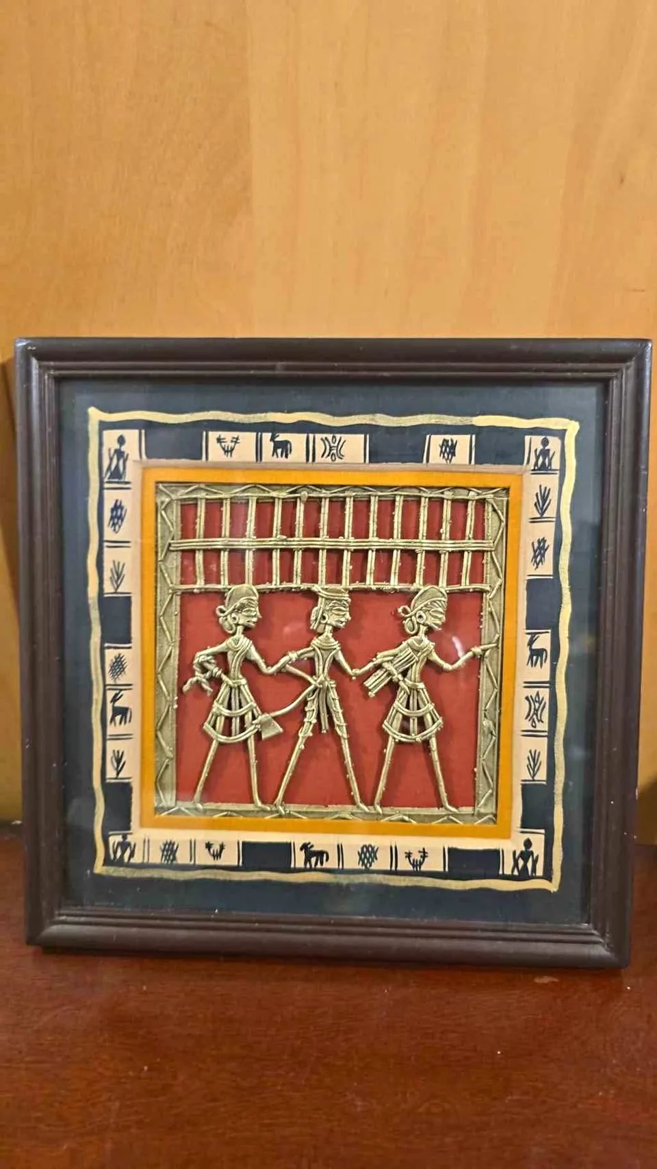 Handcrafted Tribal Art Wall Frame – 23x23 cm thumbnail
