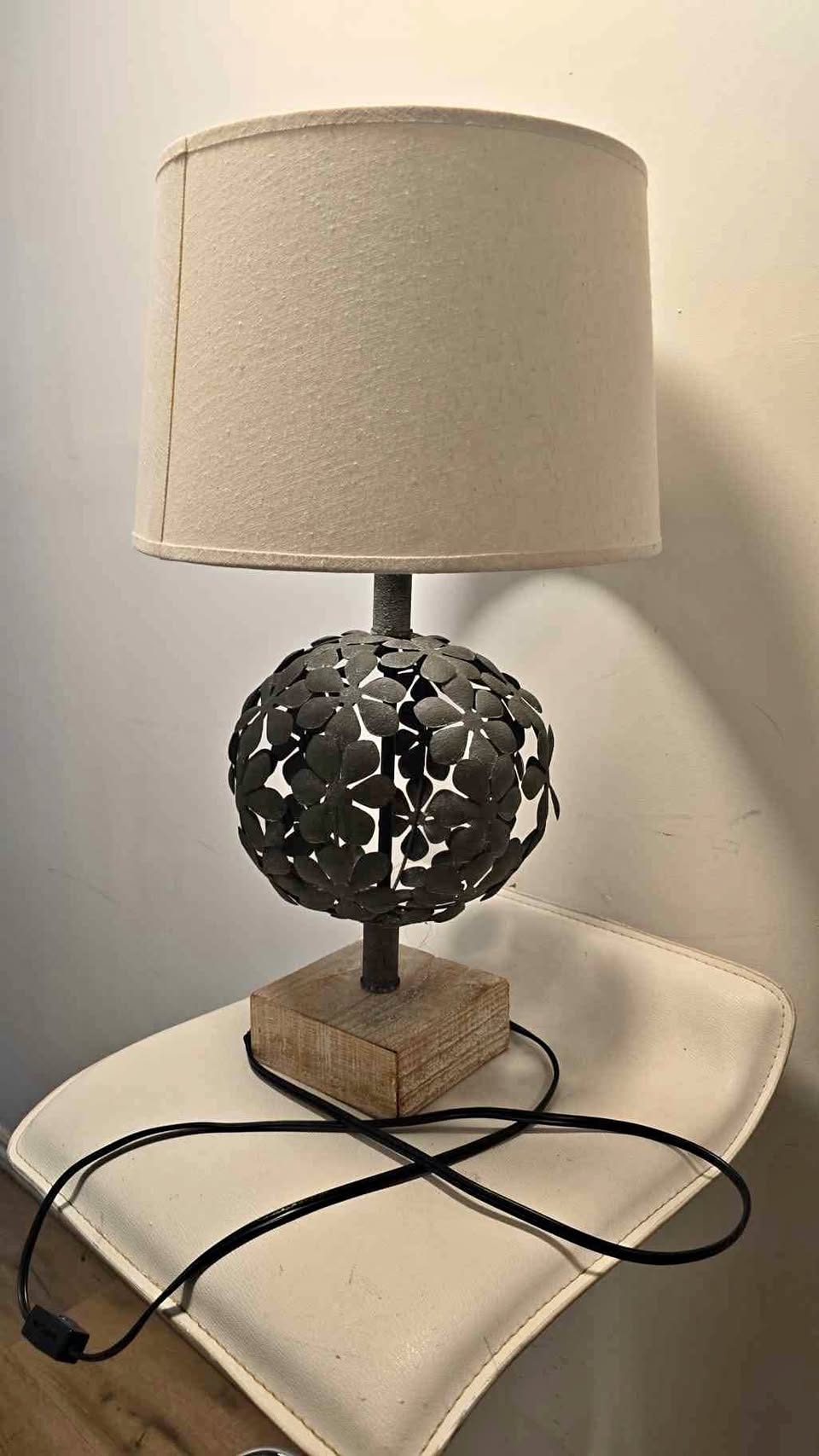 Decorative Metal Table Lamp with Linen Shade – 57cm Height