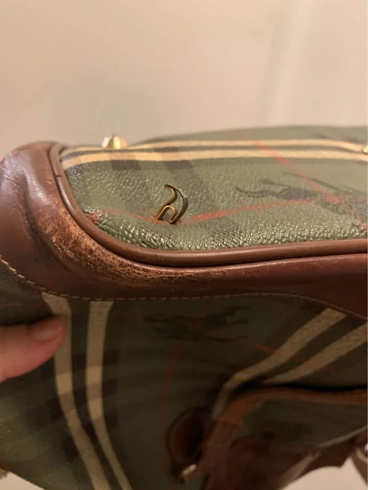 Plaid leather-handle handbag – pre-loved image indicator(4)